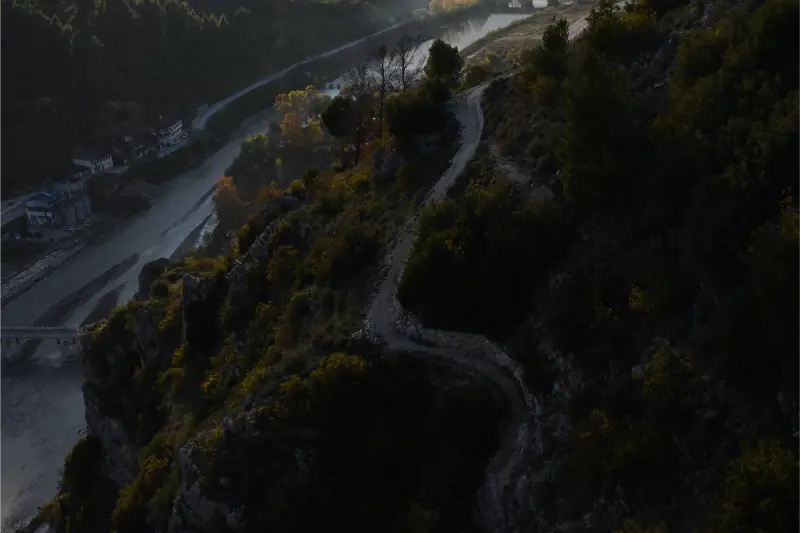 Fiume Osumi visto dal Castello di Berat (Kalaja e Beratit), in Albania