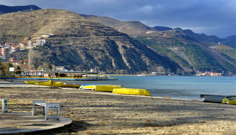 lake ohridwiew from pogradec city albaniaimage