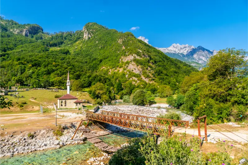 small mosque dragobi valbona valley theth national park albanian alps albania
