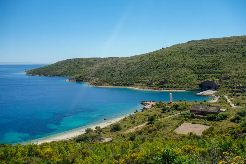 submarine tunnel porto palermo beach near himara albanian riviera